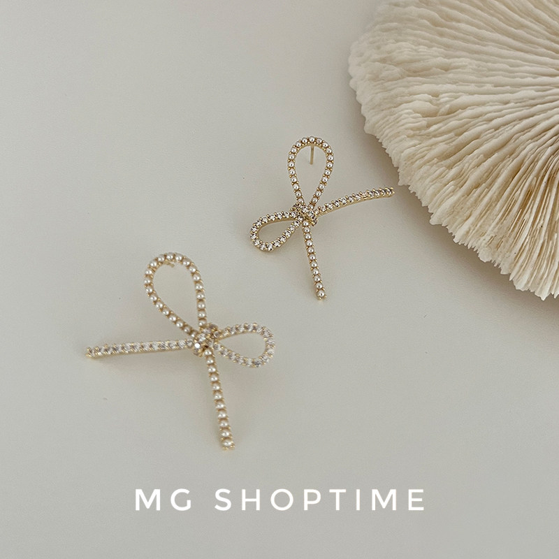 MG SHOPTIME韩风锆石蝴蝶结时尚耳钉S925银针2022新款气质耳饰品,饰品/流行首饰/时尚饰品新,耳钉,淘宝优惠券,粉丝福利购,淘宝优惠卷