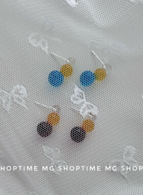 MG SHOPTIME韩ins小众设计撞色树脂透明小气泡可爱耳钉925银针