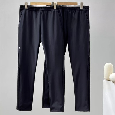 加绒软壳 男士秋冬款保暖休闲运动长裤梭织加厚防风黑色直筒裤