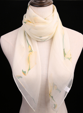 2025新品24个花色桑蚕丝围巾女丝巾春夏季礼品真丝大方巾薄款披肩