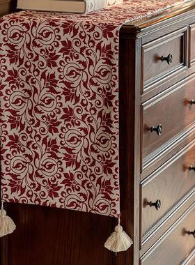 时尚餐边柜客厅氛围感北欧式桌布床尾巾流苏结婚喜庆茶几盖巾