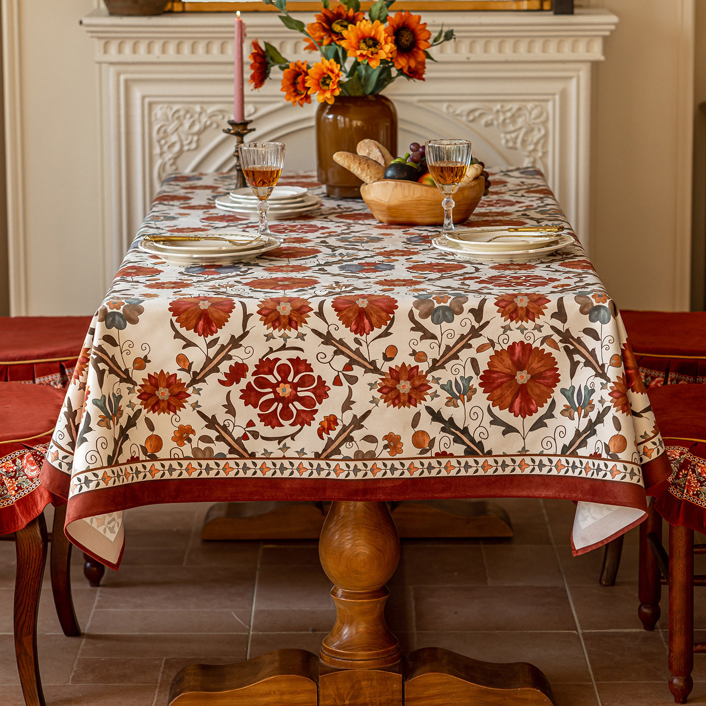 美式餐桌布高级感欧式布艺复古风奢华高端田园桌布长方形茶几台布,居家布艺,桌布,淘宝优惠券,粉丝福利购,淘宝优惠卷