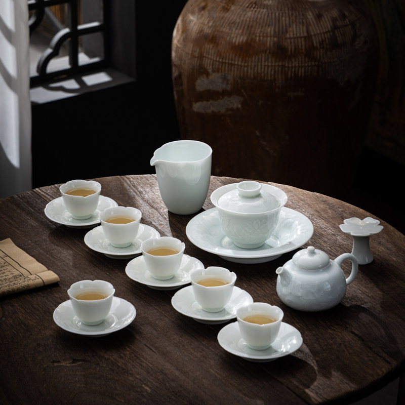 高端影青瓷茶具套装小众礼盒装整套茶具送好友搬家礼品茶室用瓷女