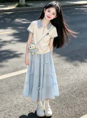 女童夏套装2026新款儿童衣服小女孩独特漂亮大童半身长裙+修身t恤