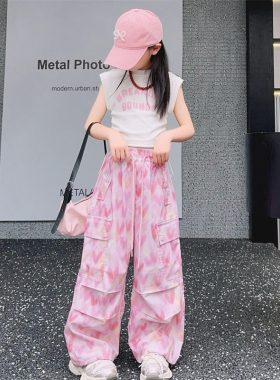 女童工装裤2026新款速干女孩长裤街舞洋气女大童儿童裤子夏季薄款