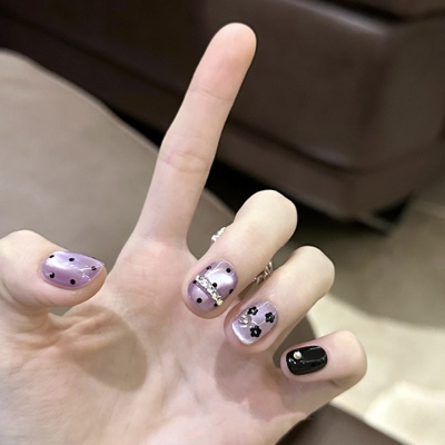 纯手工气质可爱猫眼款美甲