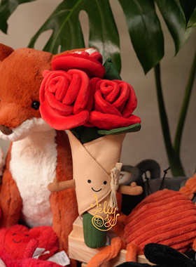 Jellycat玫瑰手捧花趣味手捧花婚礼玩偶情人节系列节日