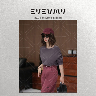 圆领百搭竹节松弛针织衫 手工散口卷边插肩袖 WT51AYQ02 AM高品T