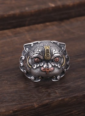 复古纯银男士招财霸气风貔貅戒指
