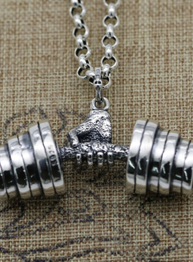 健身达人纯银拳头嘻哈风挂饰吊坠