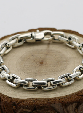 纯银光面朋克风夜店酒吧配饰手链