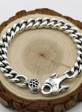 纯银光面朋克风饰品手链