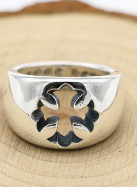 欧美风配饰纯银十字架戒指