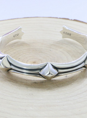 欧美风纯银十字架发型师饰品手环