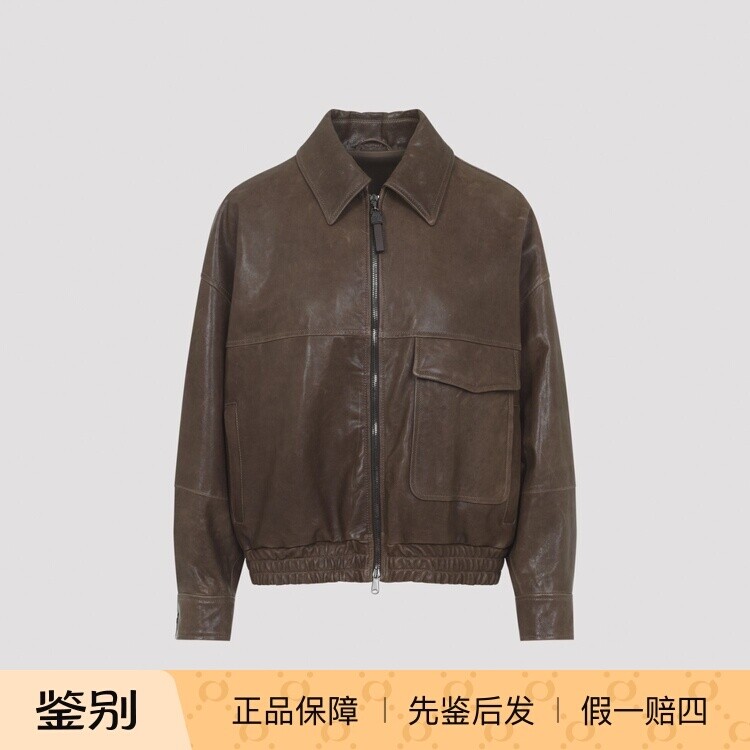Brunello Cucinelli 女士棕色做旧bc皮衣 2026早春新款意大利代购
