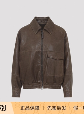 Brunello Cucinelli 女士棕色做旧bc皮衣 2026早春新款意大利代购