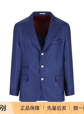 Brunello Cucinelli 男士蓝色bc羊绒西服夹克 2026早春意大利代购