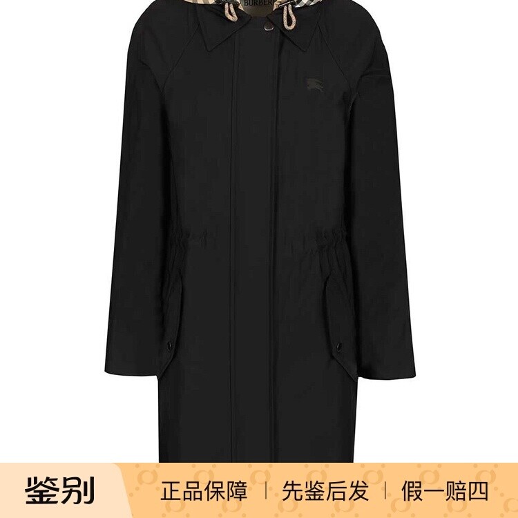 BURBERRY 女newbury 黑色连帽风衣 26早春新款 8120897意大利代购