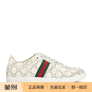 GUCCI 古驰女士白色真皮镂空做旧运动鞋26早春新款意大利代购正品