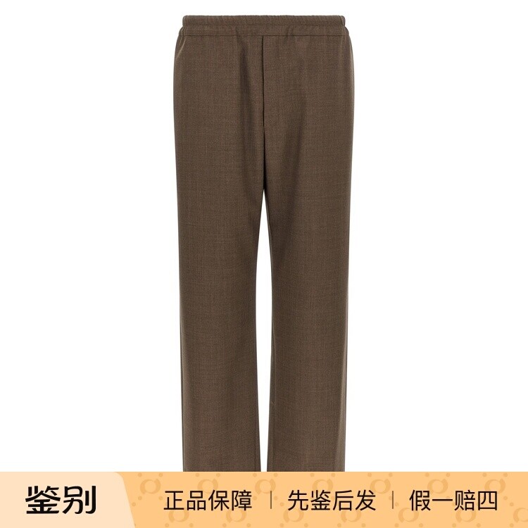 THE ROW 男士Ari 棕色羊毛松紧腰长裤 26早秋新款 意大利代购正品