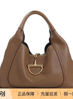 GUCCI 女士softbit 棕色真皮 腋下单肩包 25早秋新款  意大利代购