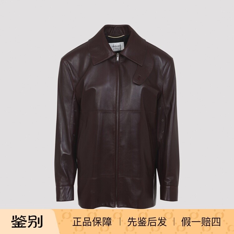 SAINT LAURENT 圣罗兰YSL 女士酒红皮衣 2026早春新款 意大利代购