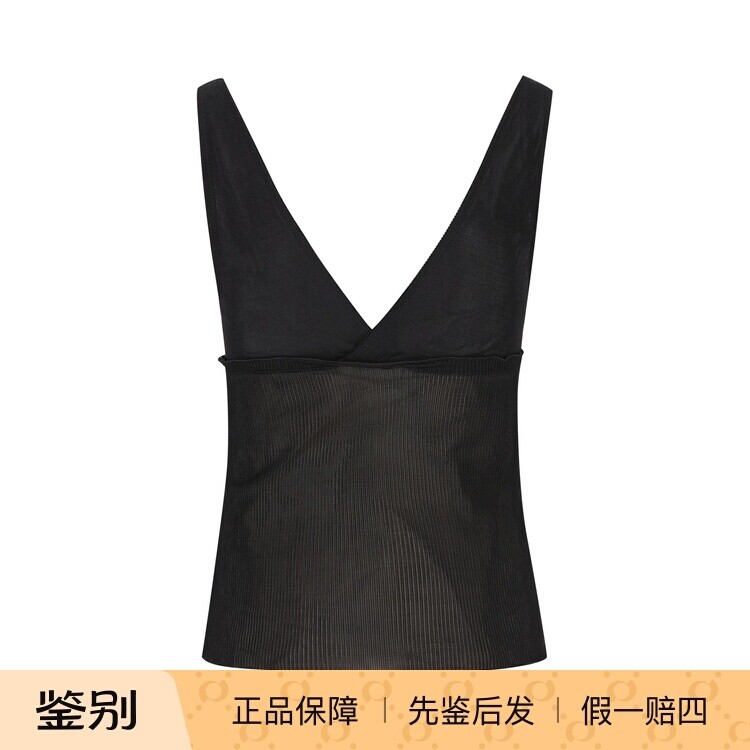 SAINT LAURENT 圣罗兰YSL女士黑色真丝针织上衣 26早春意大利代购