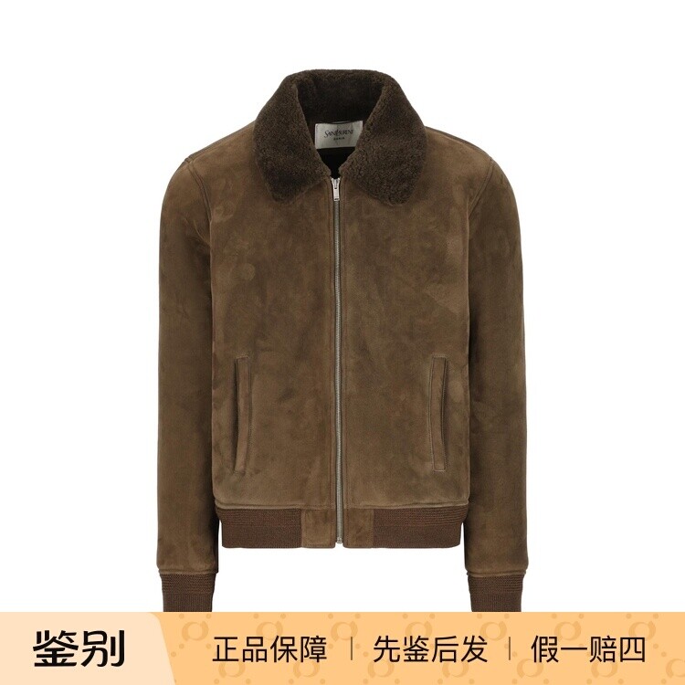 SAINT LAURENT 圣罗兰 YSL 男士毛领皮衣 2025秋冬新款意大利代购