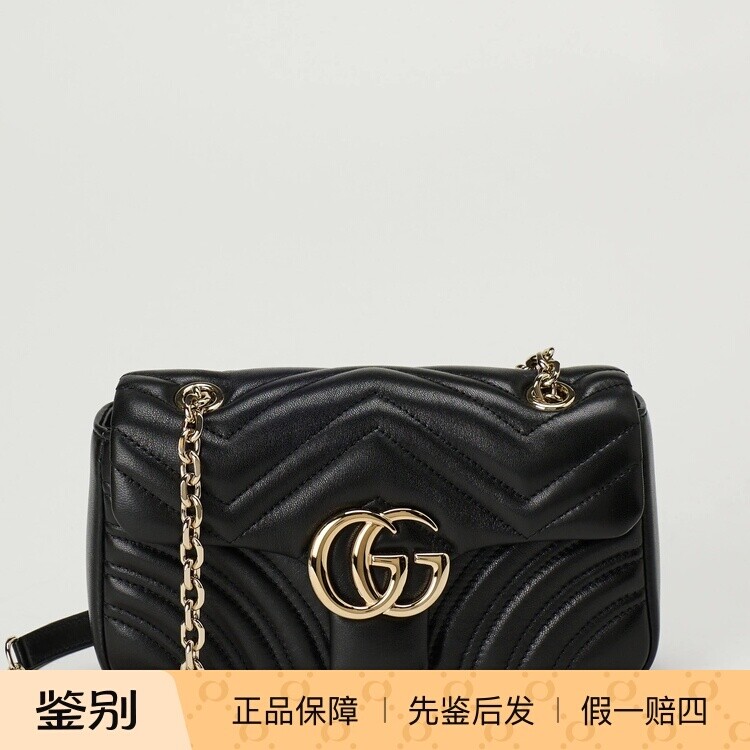 GUCCI 古驰女gg marmont小号黑色链条包26秋冬新款意大利代购马蒙