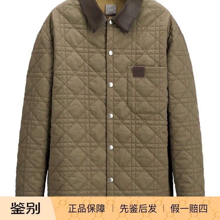 DIOR 迪奥 男士 皮领菱格翻领纽扣衬衫夹克 26秋冬新款意大利代购