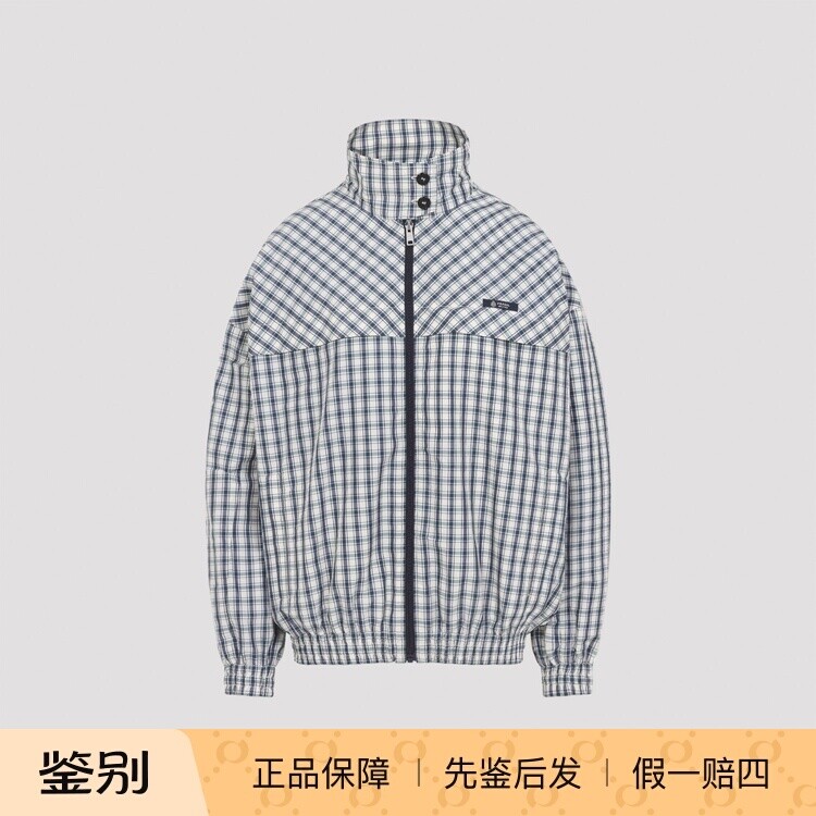 PRADA 普拉达女士格子棉混纺夹克外套2026早春新款意大利代购正品