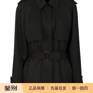 THE ROW 女士黑色usaia羊毛系带短风衣风衣 25秋冬新款意大利代购