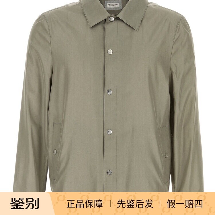 Brunello Cucinelli 男士灰色真丝单排扣BC夹克 26早春意大利代购