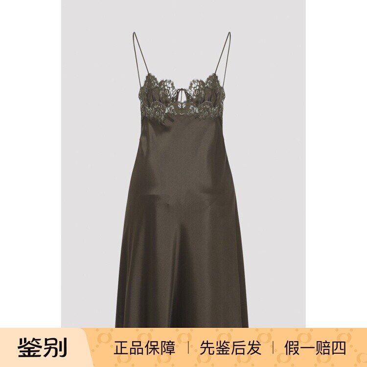 SAINT LAURENT 真丝吊带蕾丝YSL连衣裙 26早春新款意大利代购正品