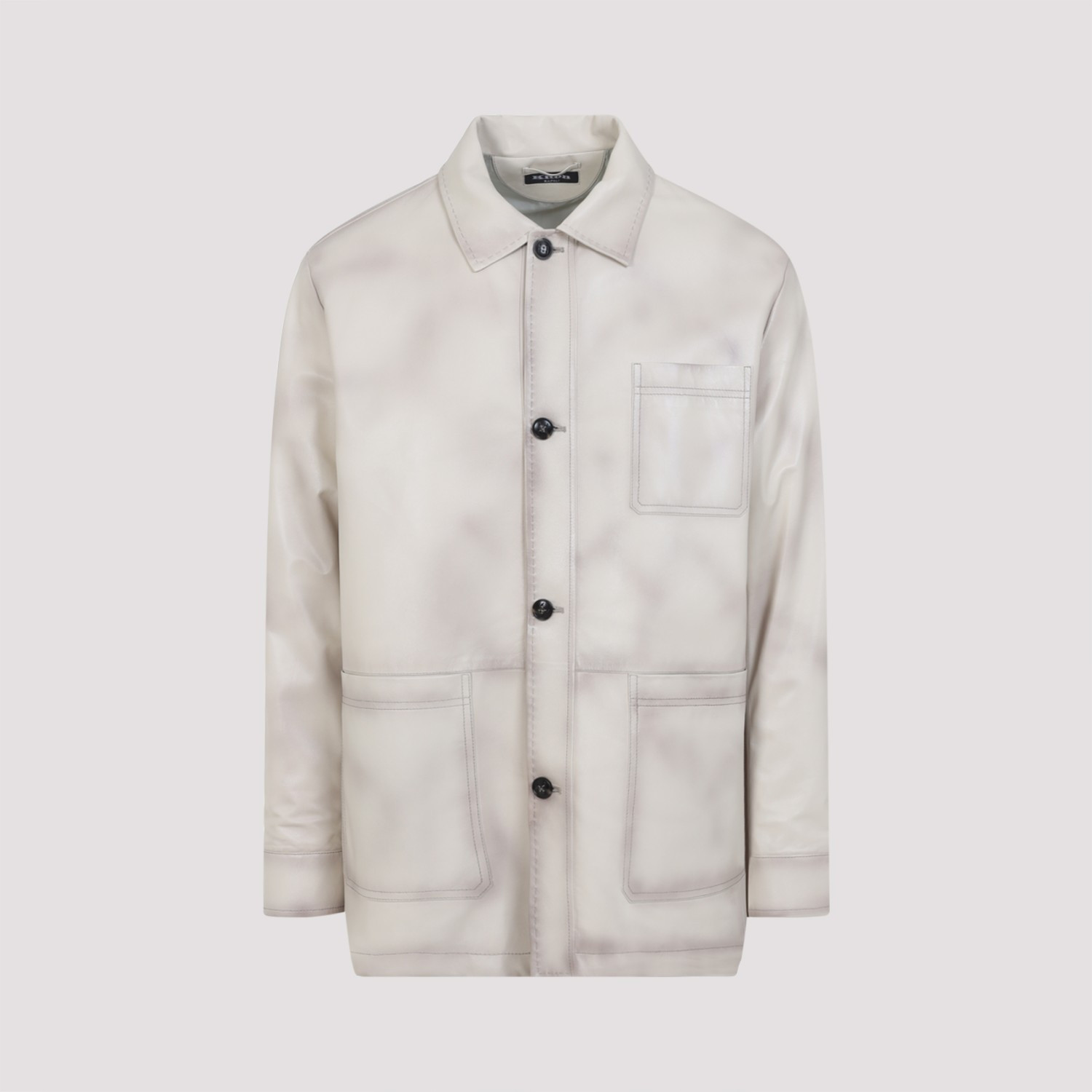 KITON 男士 米色 染色单排扣羊皮皮衣 26早春新款 意大利代购正品