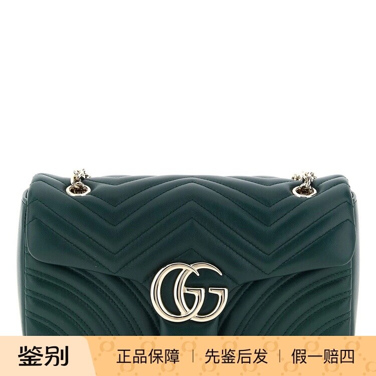 GUCCI 古驰女士gg marmont绿色中号链条包2026早春新款意大利代购