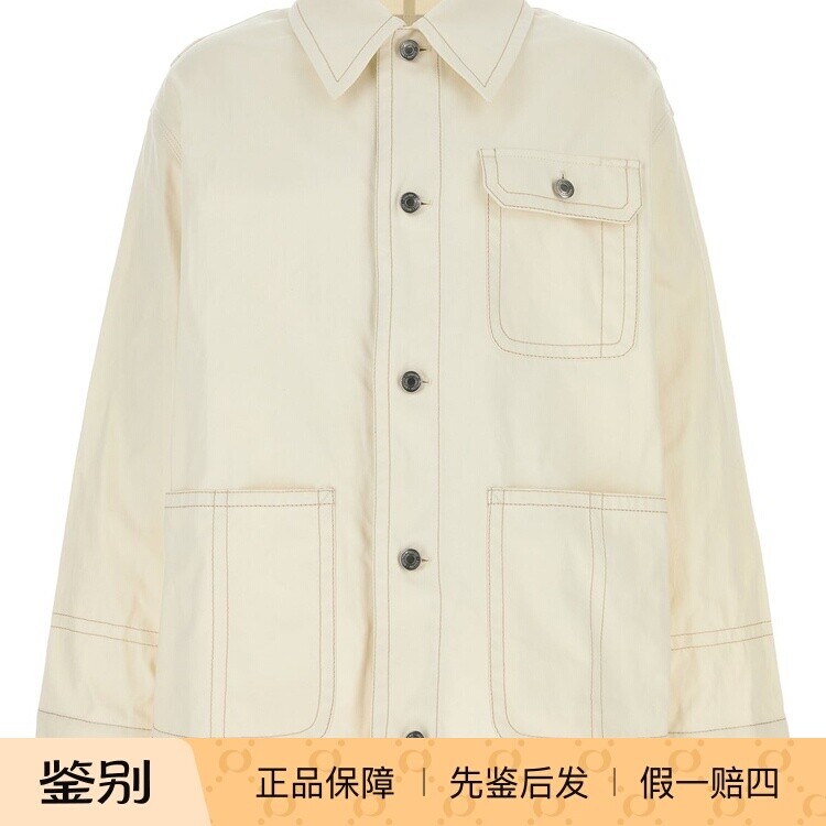 AMI PARIS 男女同款白色宽松工装夹克外套 26早春新款 意大利代购