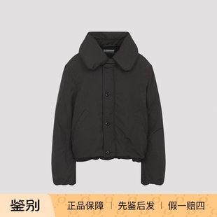 LEMAIRE 女士咖啡色尼龙亚麻混纺短款羽绒服25秋冬新款意大利代购