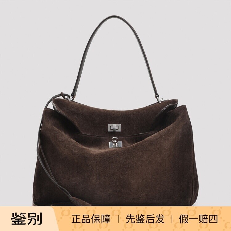 BALENCIAGA 巴黎世家女中号rodeo棕咖麂皮单肩包26早春意大利代购