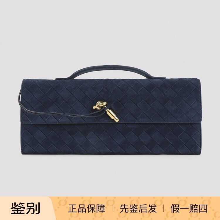 BOTTEGA VENETA女士andiamo 蓝色麂皮手拿包26早春新款意大利代购