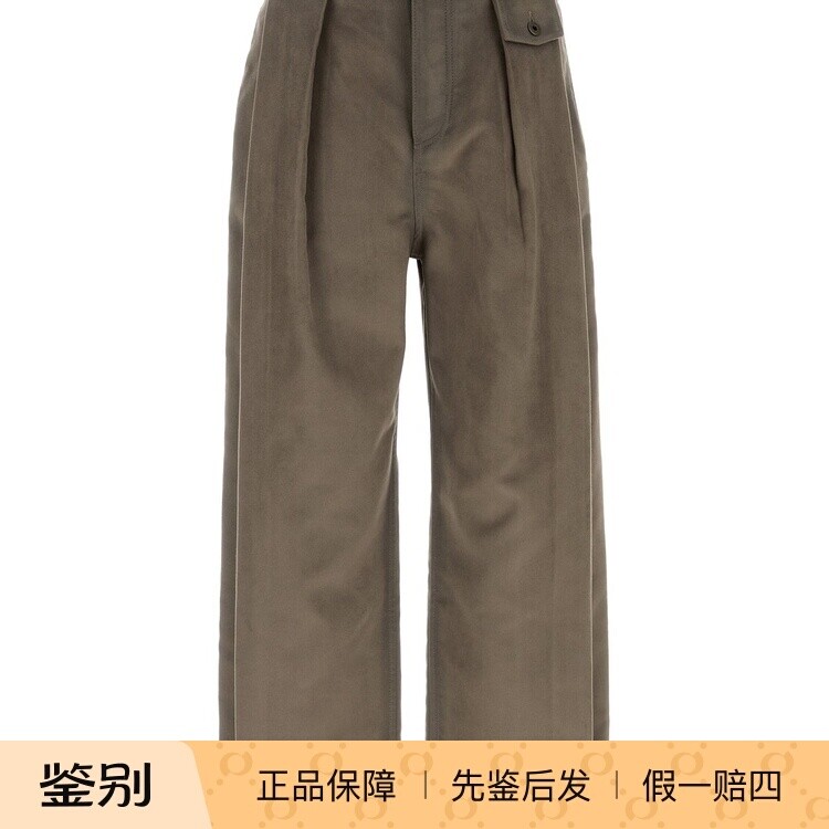 LOEWE 罗意威 男士 卡其色棉混纺阔腿长裤 26早春新款 意大利代购