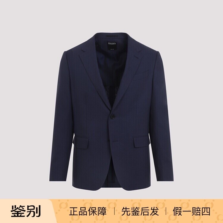 ZEGNA 杰尼亚 男士海军蓝亚麻西服外套 26早春新款意大利代购正品