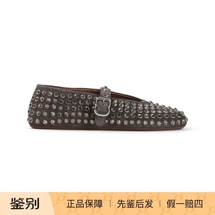 ALAIA 女士棕色水钻搭扣平底芭蕾鞋 2026早春新款 意大利代购正品