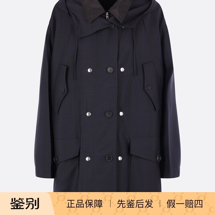 PRADA 普拉达女士蓝色两穿风衣 2026早春新款 意大利代购正品鉴别