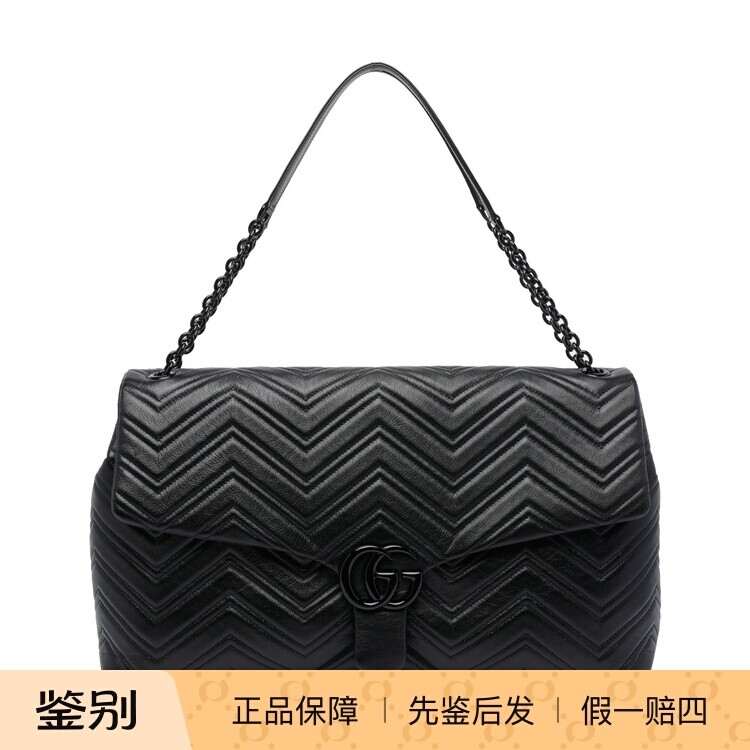 GUCCI 女士maxi gg marmont黑色大号链条包 25秋冬新款意大利代购
