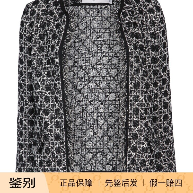 DIOR 迪奥 女士黑色棉混纺毛边外套 26早春新款 意大利代购