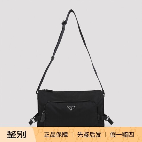 PRADA 普拉达 男士黑色中号尼龙单肩斜挎包 26早春新款意大利代购