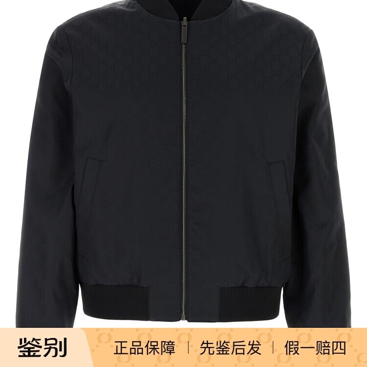 GUCCI 古驰男士黑色双面穿棒球短款夹克26早秋新款意大利欧港代购