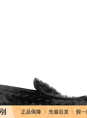 BOTTEGA VENETA 男士黑色真皮编织 BV乐福鞋25秋冬新款意大利代购