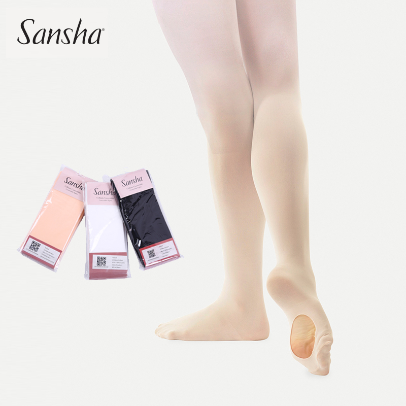 Sansha三沙舞蹈袜挖洞连裤袜成人